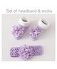 Neska Moda Floral Applique Detailed Socks & Headband Set  - Purple