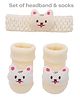 Neska Moda Animal Applique Detailed Socks & Headband Set - Beige