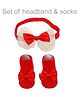 Neska Moda Bow Applique Detailed Headband With Socks    - Red