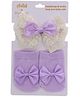 Neska Moda Bow Applique Detailed Headband With Socks   - Purple