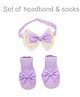 Neska Moda Bow Applique Detailed Headband With Socks   - Purple