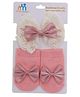 Neska Moda Bow Applique Detailed Headband With Socks    - Red
