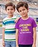 Honeyhap Premium 100% Cotton Knit With Bio Finish Half Sleeves T-Shirts With Text Print Pack of 2 - Aster Purple & Bright White