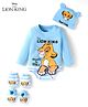 Babyhug Disney Interlock Knit Full Sleeves Onesie with Cap Mittens & Booties Lion King Graphic - Blue