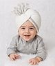 Tipy Tipy Tap Floral Printed Punjabi Turban - White - Circumference 15 Cms