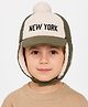 Tipy Tipy Tap New York Text Printed Ear Detailed Baseball Cap - Olive - Circumference 50 Cms
