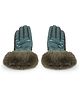 Tipy Tipy Taps Fur Solid Puffer Gloves - Green