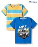 Honeyhap Premium 100% Cotton Knit Half Sleeves Striped & Vehicle Printed T-Shirts With Bio Finish Pack Of 2 - Orange & Blue