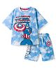 Pine Kids Marvel Single Jersey Knit Half Sleeves T-Shirt & Shorts Set With Captain America Graphics - Multicolor