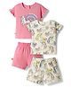 Bonfino 100% Cotton Knit Half Flutter Sleeves Unicorn Printed T-Shirts &  Shorts Set Pack of 2 - Pink & White