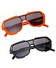 Neska Moda Set Of 2 Cool Text Printed UV Protected Wayfarer Sunglasses - Black & Orange