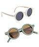 Neska Moda Set Of 2 Solid UV Protected Round Sunglasses - Green & White