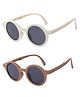 Neska Moda Set Of 2 Solid UV Protected Round Sunglasses - White & Brown
