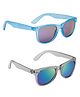 Neska Moda Set Of 2 Solid Polarized UV Protected Rectangular Sunglasses - Blue Grey & Green