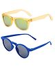 Neska Moda Set Of 2 Solid Polarized UV Protected Rectangular Sunglasses - Yellow Gold & Blue