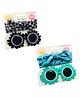 Neska Moda Set Of 2 Floral Designed Polarized UV Protected Round Sunglasses With Headbands - Black & Green