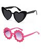 Neska Moda Set Of 2 Heart & Floral Designed Polarized UV Protected Sunglasses - Black & Pink