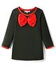 CrayonFlakes Fleece Knit Full Sleeves Bow Applique Detailed Winter Dress - Green