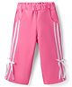 CrayonFlakes Cotton Knit Striped Bow Applique Detailed Winter Pants - Pink