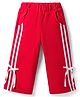 CrayonFlakes Cotton Knit Striped Bow Applique Detailed Winter Pants - Red