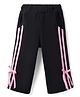 CrayonFlakes Cotton Knit Striped Bow Applique Detailed Winter Pants - Black