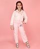 Cutecumber Woven Full Sleeves Rainbow Applique & Fur Detailed Jacket & Pant Set - Peach