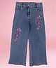 Cutecumber Denim Stone Embellished Floral Embroidered Jeans - Blue