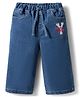 Babyhug Ankle Length Washed Denim Culotte with Stretch - Blue