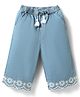 Babyhug Denim Cotton Ankle Length Washed & Floral Embroidered Jeans - Light Blue