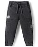 Babyhug Denim Full Length Washed Jeans With Stretch & Text Print - Black