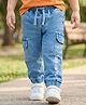 Babyhug Denim Full Length Jeans with Stretch & Born to Play Print - Blue