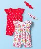 Babyhug 100% Cotton Interlock Knit Frill Sleeves Romper With Floral Print Pack Of 2 - Red & White