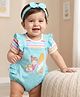 Babyhug 100% Cotton Knit Polka Dot Printed Onesie with Half Sleeves Inner Tee & Hairband - Light Blue