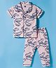 Evimo Single Jersey Knit Half Sleeves Co-ords Night Suit With Vehicle Print - Pink