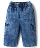 Babyhug Denim Washed Solid Ankle Length Culottes With Bow Applique - Light Blue