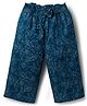 Babyhug Ankle Length Washed Denim Capri With Floral Print - Blue