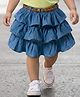 Babyhug Denim Cotton Mid Thigh Length Layered Solid Skirt with Belt - Blue