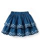 Babyhug Cotton Woven Mid Thigh Length Layered Skirt with Floral Embroidery - Blue