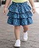 Babyhug Denim Mid Thigh Skirts With Heart Print - Blue