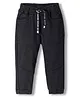 Babyhug Denim Washed Full Length Solid Colour Jeans with Cut & Sew Design & Strech - Black