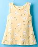 Simply Cotton Lycra Knit Sleeveless Frock with Bunny Print - Light Yellow
