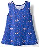 Simply Cotton Lycra Knit Sleeveless Frocks with Bunny & Floral Print - Blue
