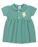 Simply Interlock Knit Half Sleeves Frock With Bunny Print - Green