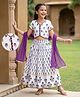 Pine Kids Woven Half Sleeves Floral Printed Choli Lehenga Set with Duapatta - White