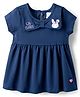 Simply Sinker Knit Half Sleeves Frock Bunny Print - Navy