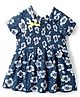 Simply Sinker Half Sleeves Knit Smocked Detailed Floral Printed Frock - Navy