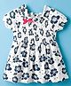 Simply Sinker Half Sleeves Knit Smocked Detailed Floral Printed Frock - White