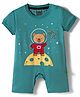 Mini Taurus Interlock Knit Half Sleeves Romper With Teddy Astronaut Print - Mint Green
