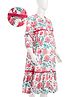 Bella Mama Woven Three Fourth Sleeves Floral Printed Maternity Dress - White