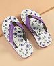 Kookie Kids Slip On Flip Flops With Floral Print - Purple